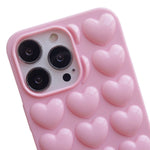 iPhone 16 Pro Max Plus Mini Case 3D Bubble Pop Heart Soft Cover Pink