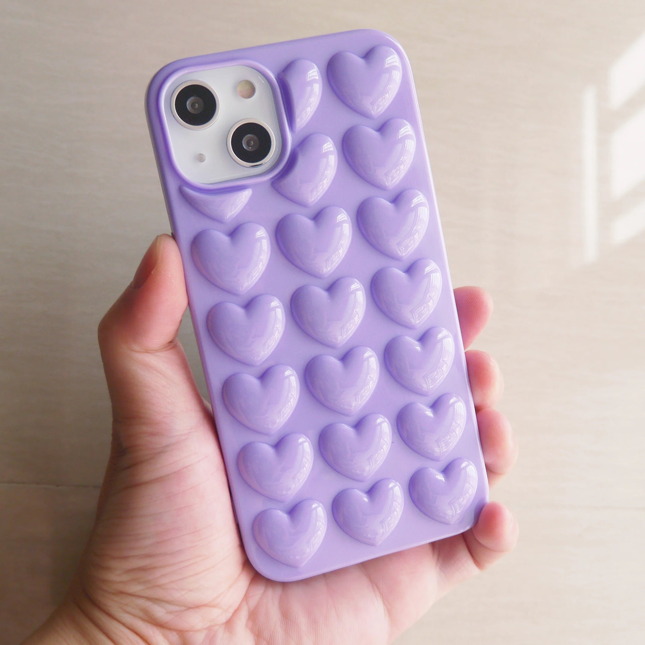 iPhone 16 Pro Max Plus Mini Case 3D Bubble Pop Heart Soft Cover Pink