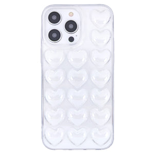 iPhone 16 Pro Max Plus Mini Case 3D Bubble Pop Heart Soft Cover Pink