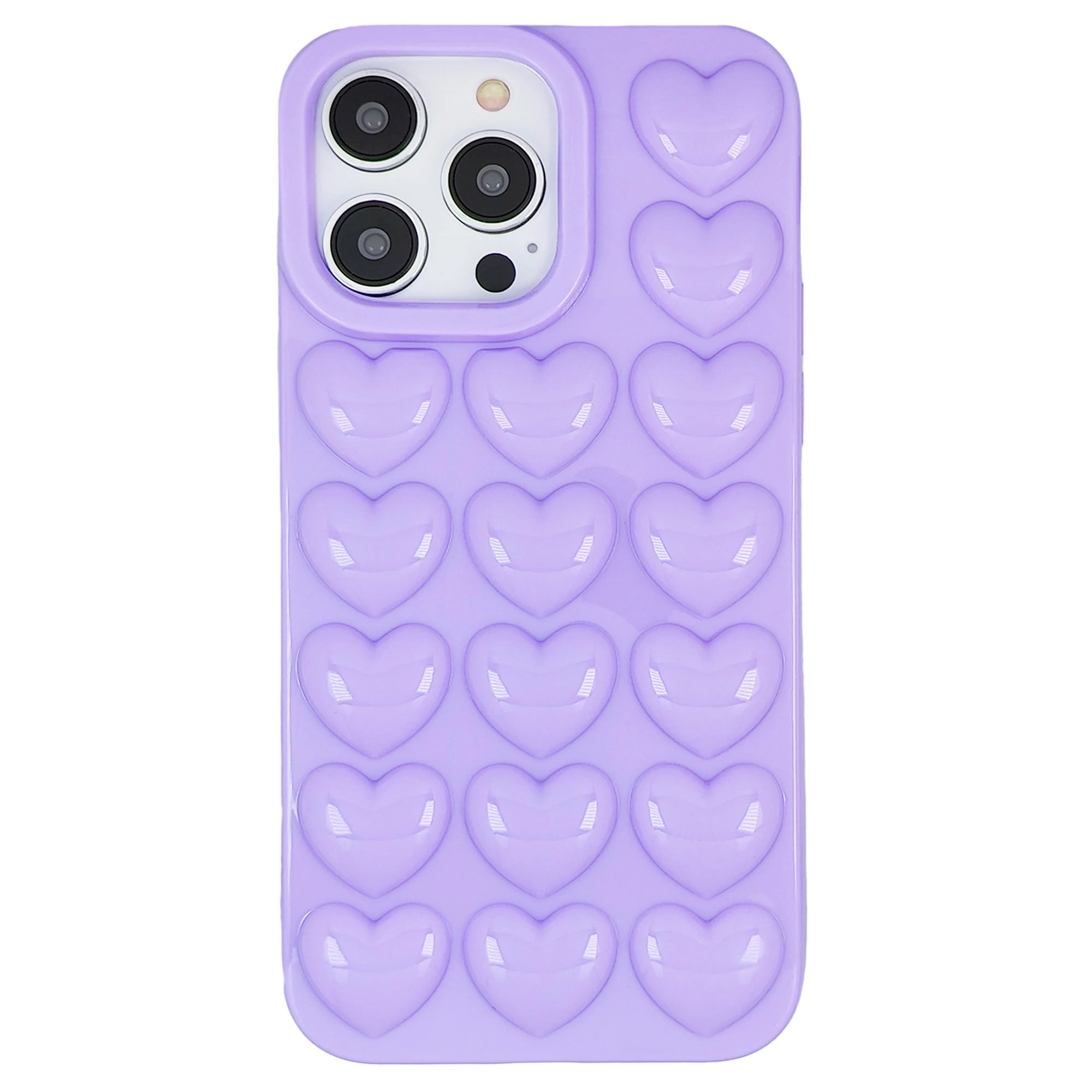 iPhone 16 Pro Max Plus Mini Case 3D Bubble Pop Heart Soft Cover Pink