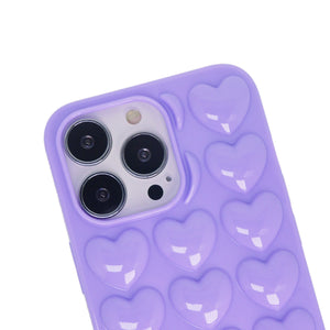 iPhone 16 Pro Max Plus Mini Case 3D Bubble Pop Heart Soft Cover Pink