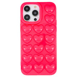 iPhone 16 Pro Max Plus Mini Case 3D Bubble Pop Heart Soft Cover Pink