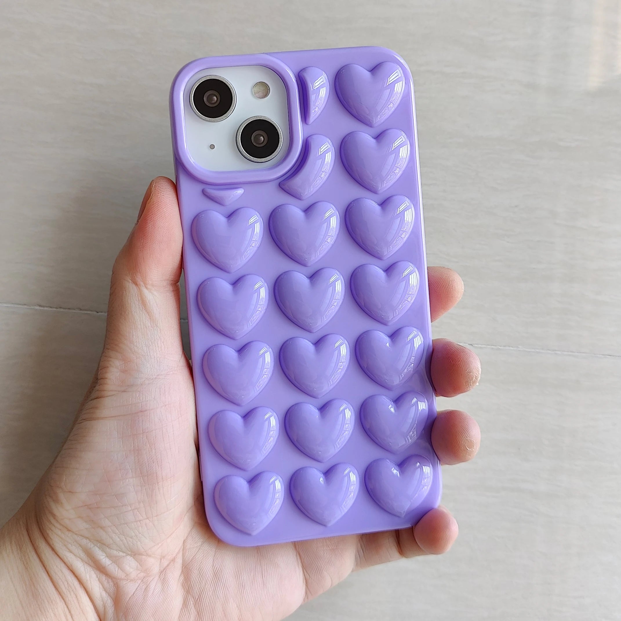 iPhone 16 Pro Max Plus Mini Case 3D Bubble Pop Heart Soft Cover Pink